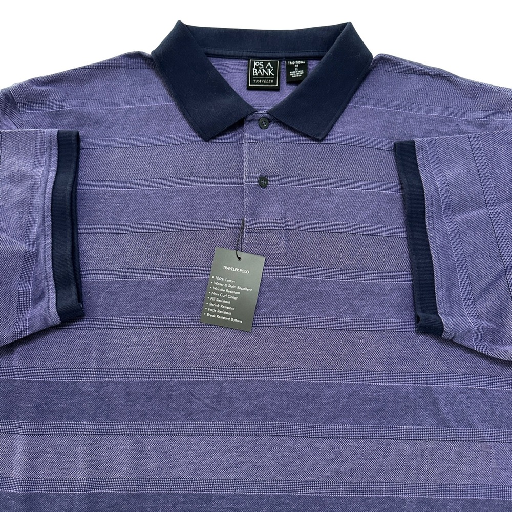 Jos A Bank Traveler Polo Mens XL 100% Cotton Wrinkle Resistant Water Repellent